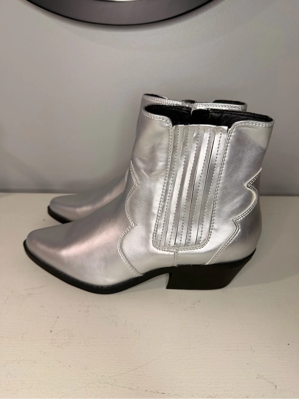 NOBO Silver Metallic Chelsea Ankle Boots